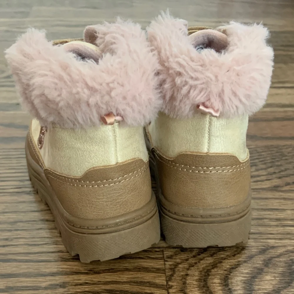 Carter's Pink and Tan Kids Faux-Fur Winter Boots